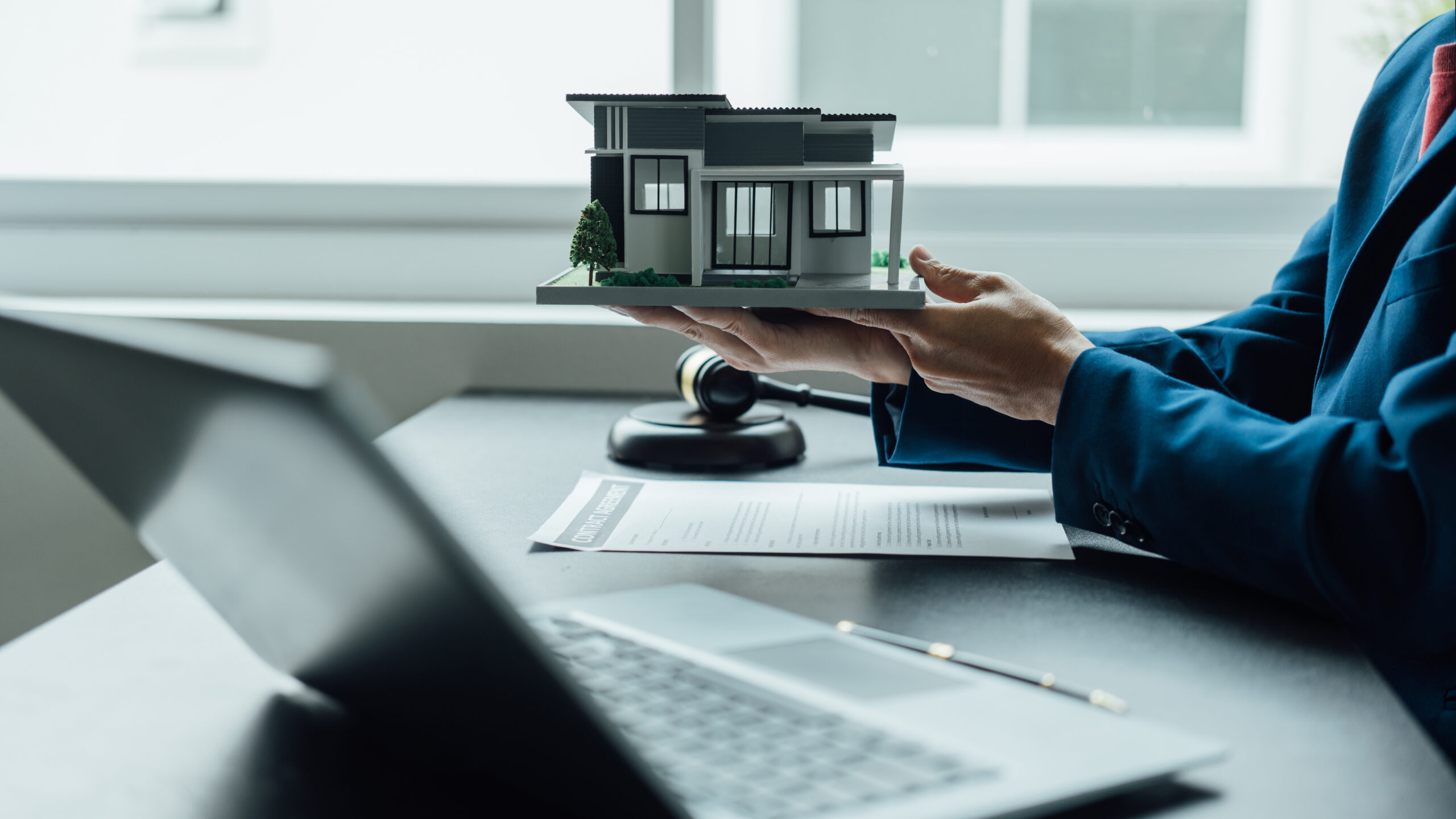 Legal consultant and real estate attorney lawyer read the buildi
